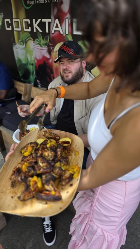 Grilled chicken served at the table