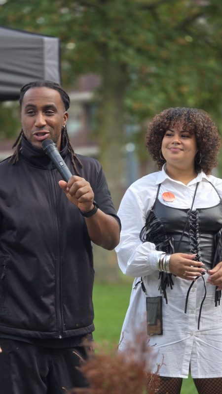Winner Chef Bryan with host Tracey